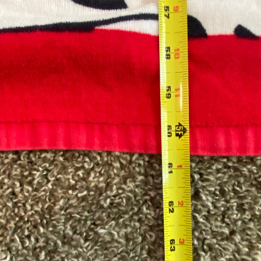Y2K Tommy Hilfiger Beach Towel White Red Navy Blue Logo Print 100% Cotton - Picture 6 of 6